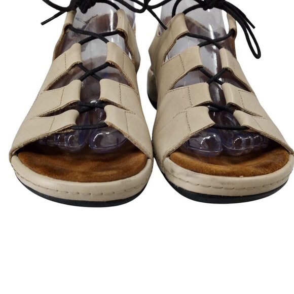 Wolky Kite Ghillie Lace Up Comfort Sandals Size 39 US 8 Beige Leather Adjustable - Picture 2 of 14